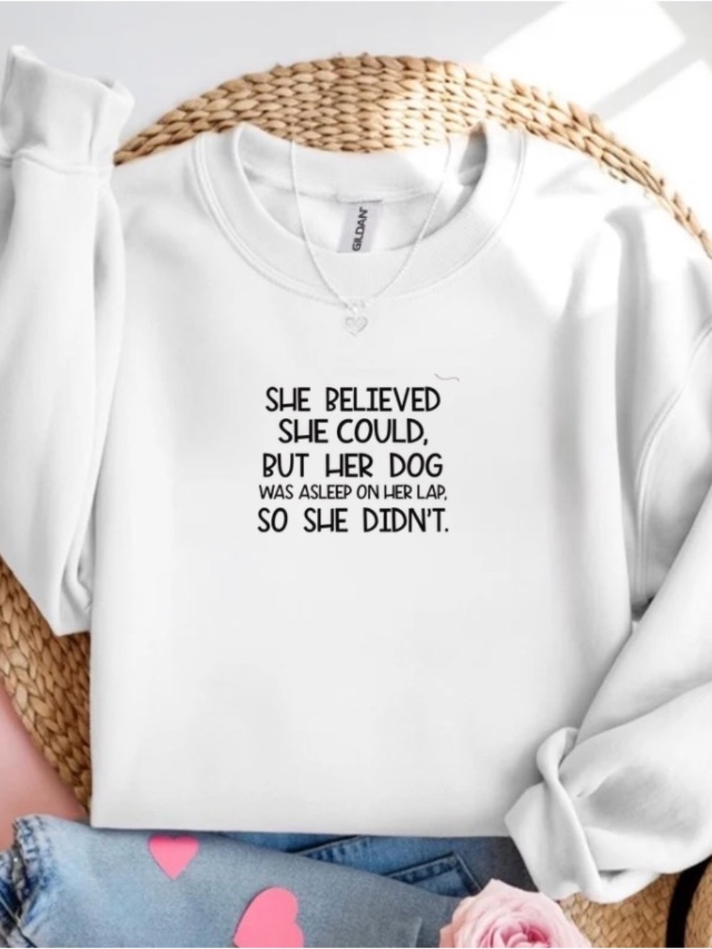 She Believed She Could Dog Mom Funny Sweatshirt Crewneck